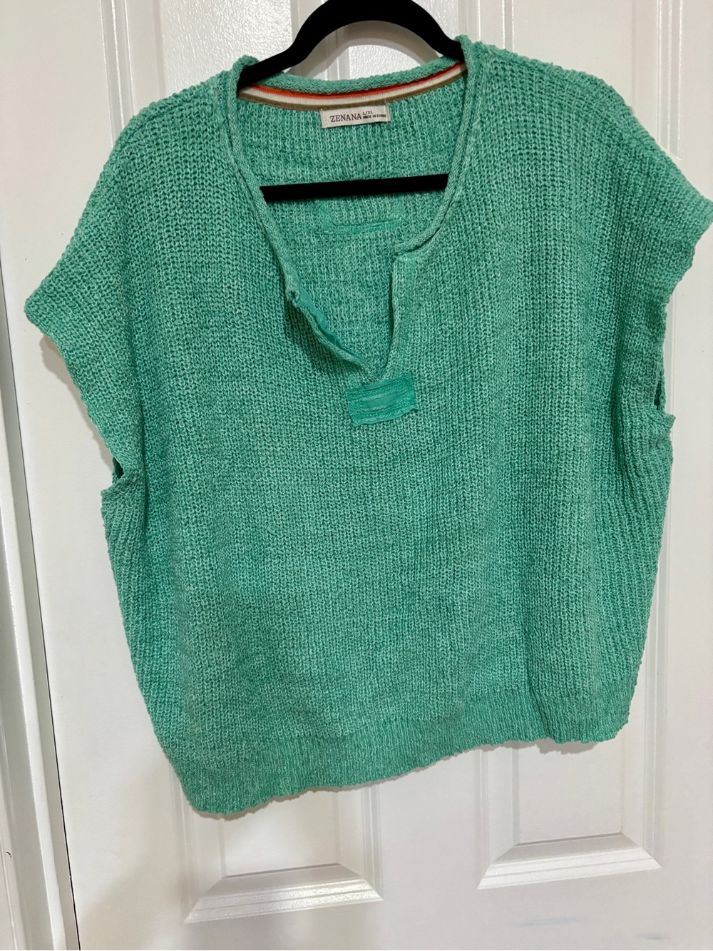 Zenana Outfitters Seafoam V-Neck Short Sleeve Knit Top